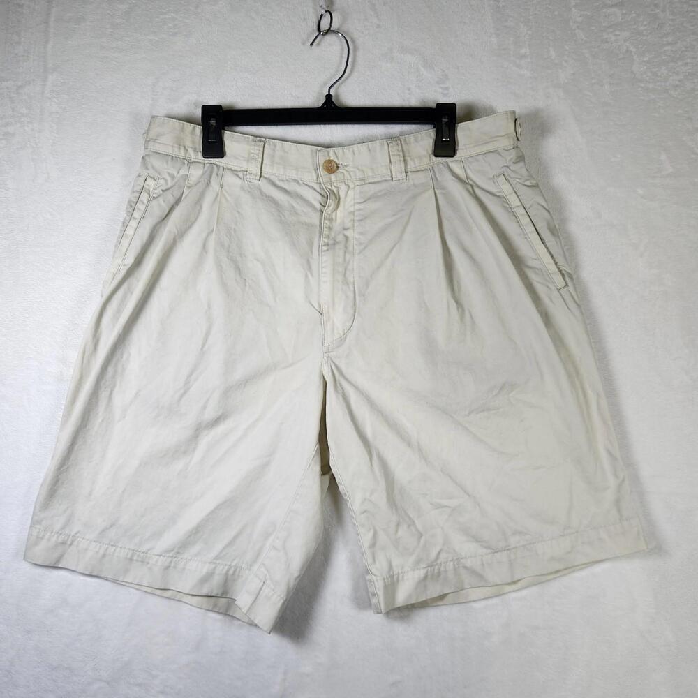 Hugo Boss Golf Pleated Shorts Beige Men's 44 W x 10 In Cotton Casual Summer‎